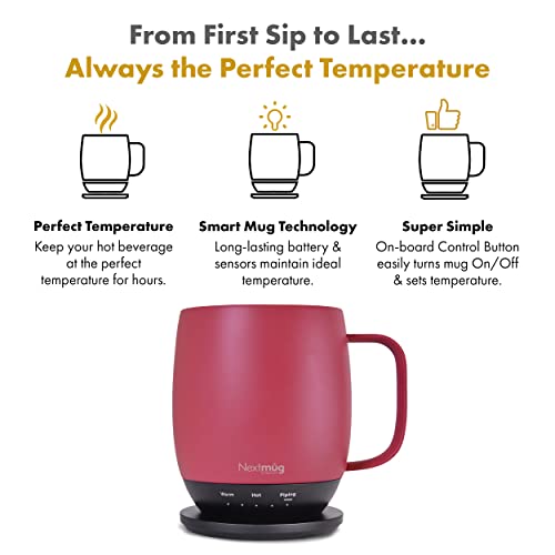 Nextmug - Temperature-Controlled, Self-Heating Coffee Mug (Black - 14 oz.)