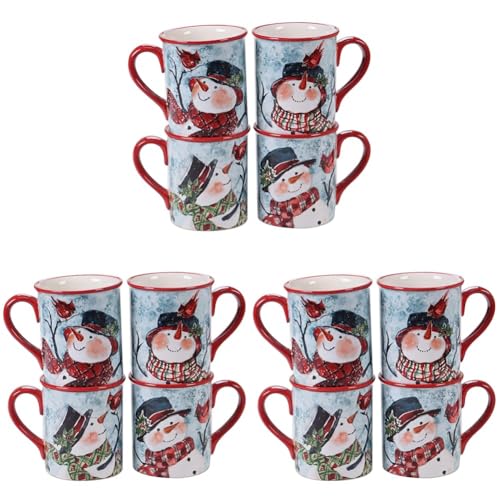 Watercolor Snowman 16 oz. Mugs, Set of 4 Assorted Designs