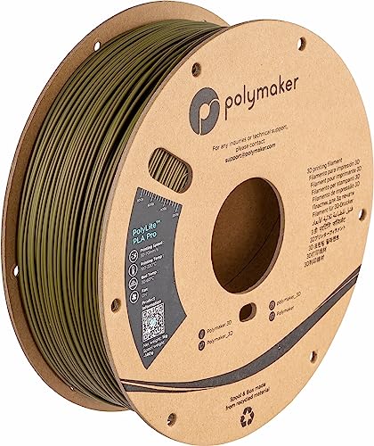 Polymaker PLA PRO Filament 1.75mm 1kg, Tough & High Rigidity White 3D Printing Filament, PolyLite PLA PRO 3D Printer Filament 1.75mm, Print with Most 3D Printers