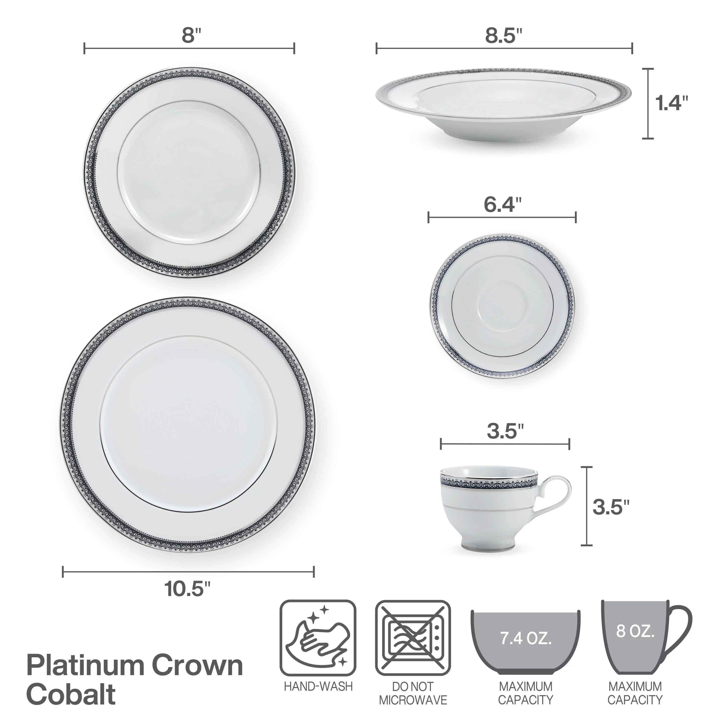 Mikasa Platinum Crown Cobalt 40-piece Dinnerware Set