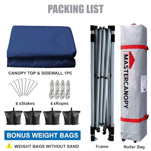 MASTERCANOPY Durable Pop-up Canopy Tent with 1 Sidewall (10'x10',White)