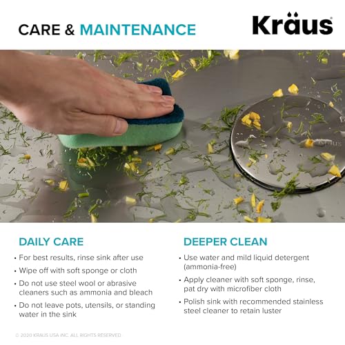 Kraus KHU101-24L Standart PRO 24-inch Undermount 16 Gauge Single Bowl Laundry and Utility Sink, 24 Inch, Tight Radius