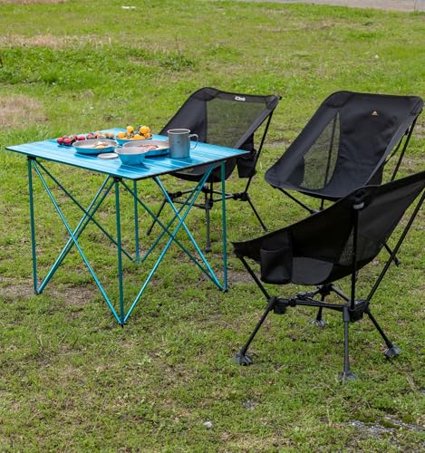 iClimb Ultralight Compact Camping Folding Table with Carry Bag (Blue - S)