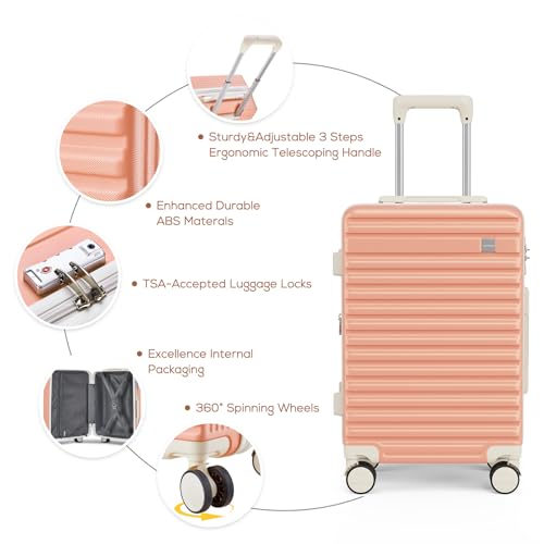 imiomo 20 Inch Expandable Carry on Luggage Sets with Spinner Wheels, Hard Shell Lightweight Rolling Travel Carry-on Suitcase with TSA Lock, Black