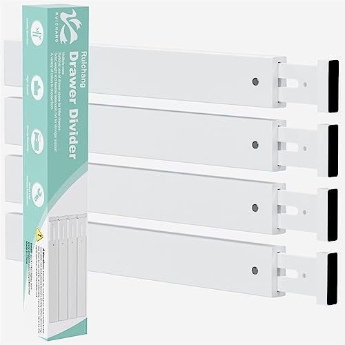 Ruichang Drawer Dividers Organizer Separators Expandable - Bamboo 4-Pack Adjustable Drawer Organization Inserts for Clothes, Kitchen Utensils, and Dresser (Bamboo,17-22'')