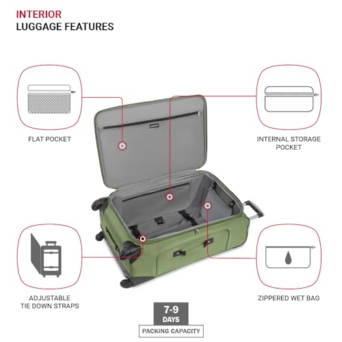 SwissGear Sion Softside Expandable Roller Luggage, Teal, 3 Piece Set (21/25/29)