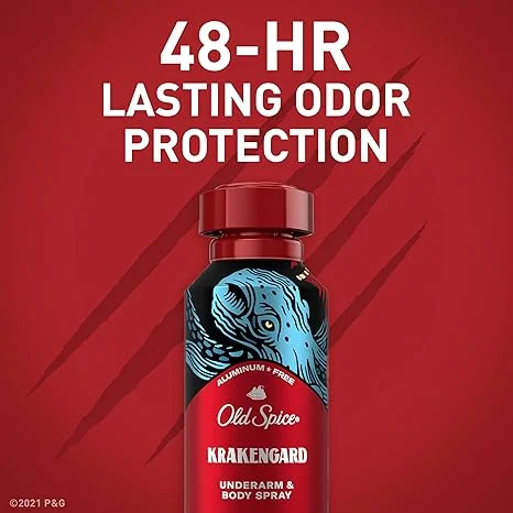 Old Spice Aluminum Free Body Spray for Men, Krakengard, 5.1 Oz (Pack of 2)