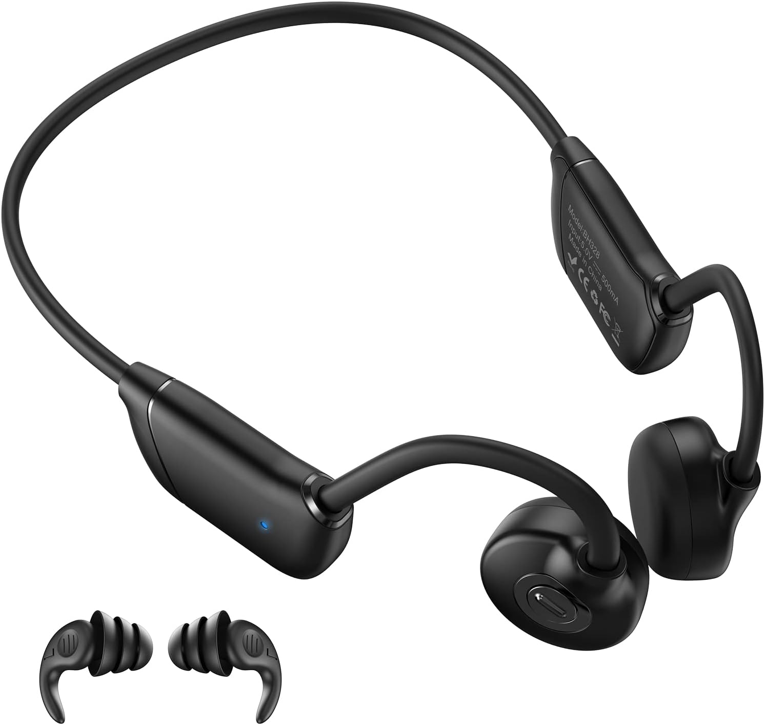 Bone Conduction Headphones, QODISA Wireless Open Ear Headphones Bluetooth 5.3 with MIC, IPX7 Waterproof Workout Headphones Music Answer Phone Call for Running Cycling Driving