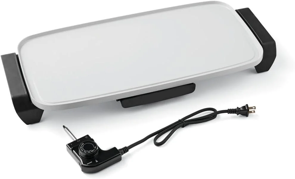 Ceramic Coating Griddle in Gray - Your Versatile Kitchen Companion.Easy and Secure Handling and Effortless Cleanup.Electric skillet,electric griddle nonstick.25.40L x 10.00W x 3.10H Inches.