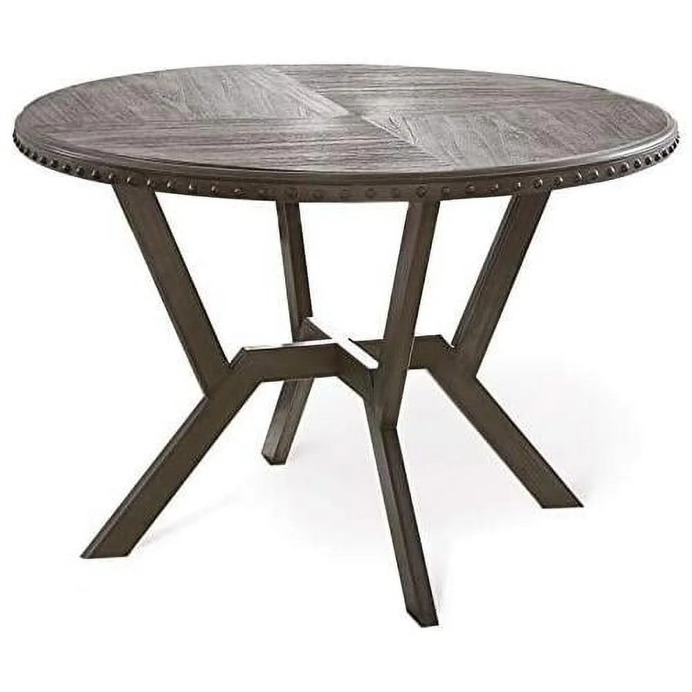 Round Dining Table In Rustic Distressed Gray