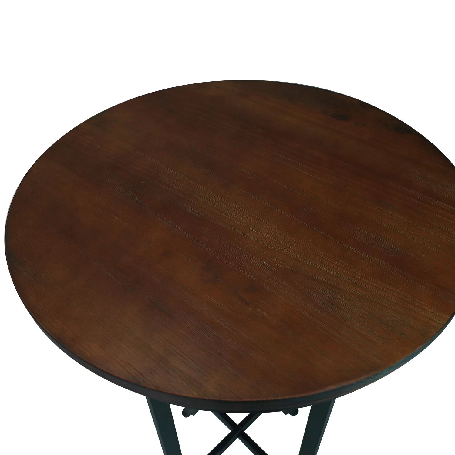 Metal Bar Table Round Wood Top, Cocktail Table, 41.3