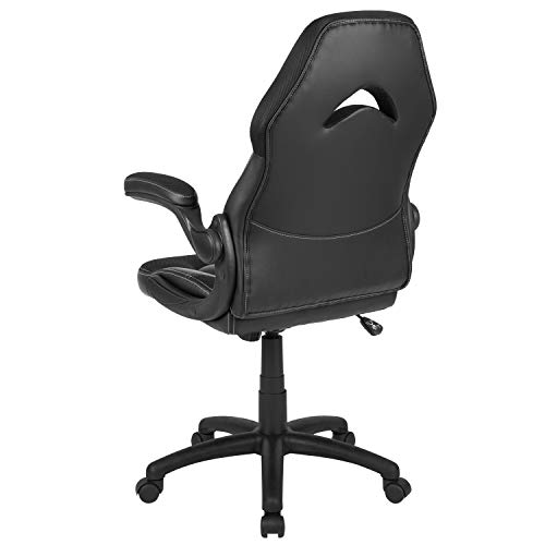 Flash Furniture X10 High-Back LeatherSoft Racing Style Gaming Chair with Flip-Up Arms, Ergonomic Padded Swivel Computer Chair, Blue/Black