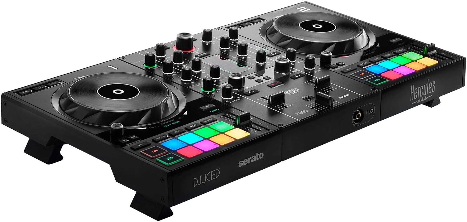 Hercules DJControl Inpulse 500 2-Channel DJ Software Controller Includes DJUCED DJ & Serato DJ Lite Software with Retractable Feet and CR3-X Pair Studio Monitors