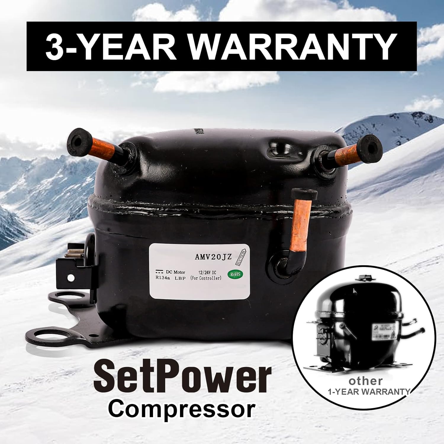 SetPower 12 Volt Refrigerator for Car 12V Fridge Freezer Portable 12/24V DC 110~240 Volt AC for Truck Van RV Jeep Camper SUV Boat Travel Camping Road Trips Tailgating 0�H~50�H 21qt (FC20 with AC Adapter)