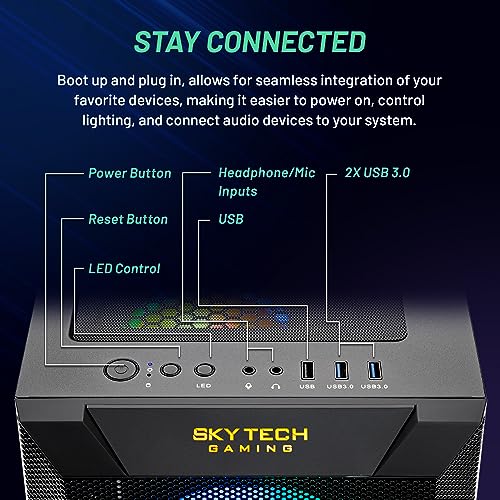 Skytech King 95 Gaming PC Desktop, Ryzen 7 9700X 3.8 GHz (5.5GHz Turbo Boost), NVIDIA RTX 5070 12GB GDDR7, 1TB Gen4 SSD, 32GB DDR5 RAM 6000 RGB, 850W Gold PSU, 360mm ARGB AIO, Wi-Fi, Win 11 Home