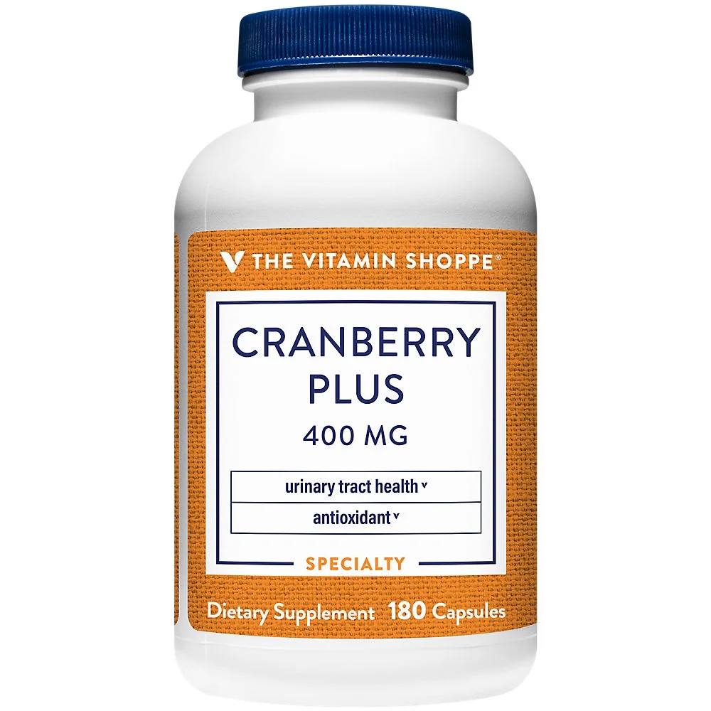 The Vitamin Shoppe Cranberry Plus 400MG, Natural Antioxidant Supplement that Supports Urinary Tract Health (180 Capsules)