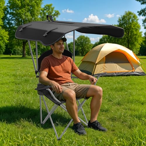 YSSOA Removable Footrest Reclining Camping Chair, 1-Pack, Black