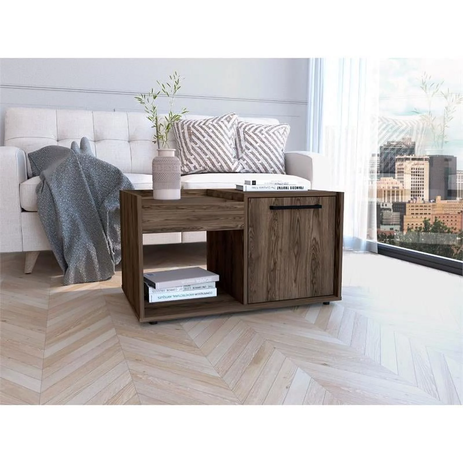 Home Square 2-Piece Set with Lyon Coffee Table & TV Stand in Dark Walnut