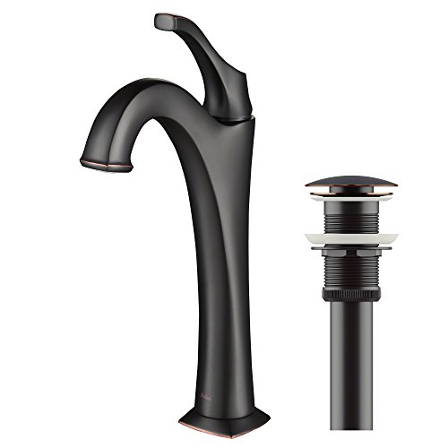 KRAUS KVF-1200BG Arlo™ Brushed Gold Tall Vessel Bathroom Faucet with Pop-Up Drain