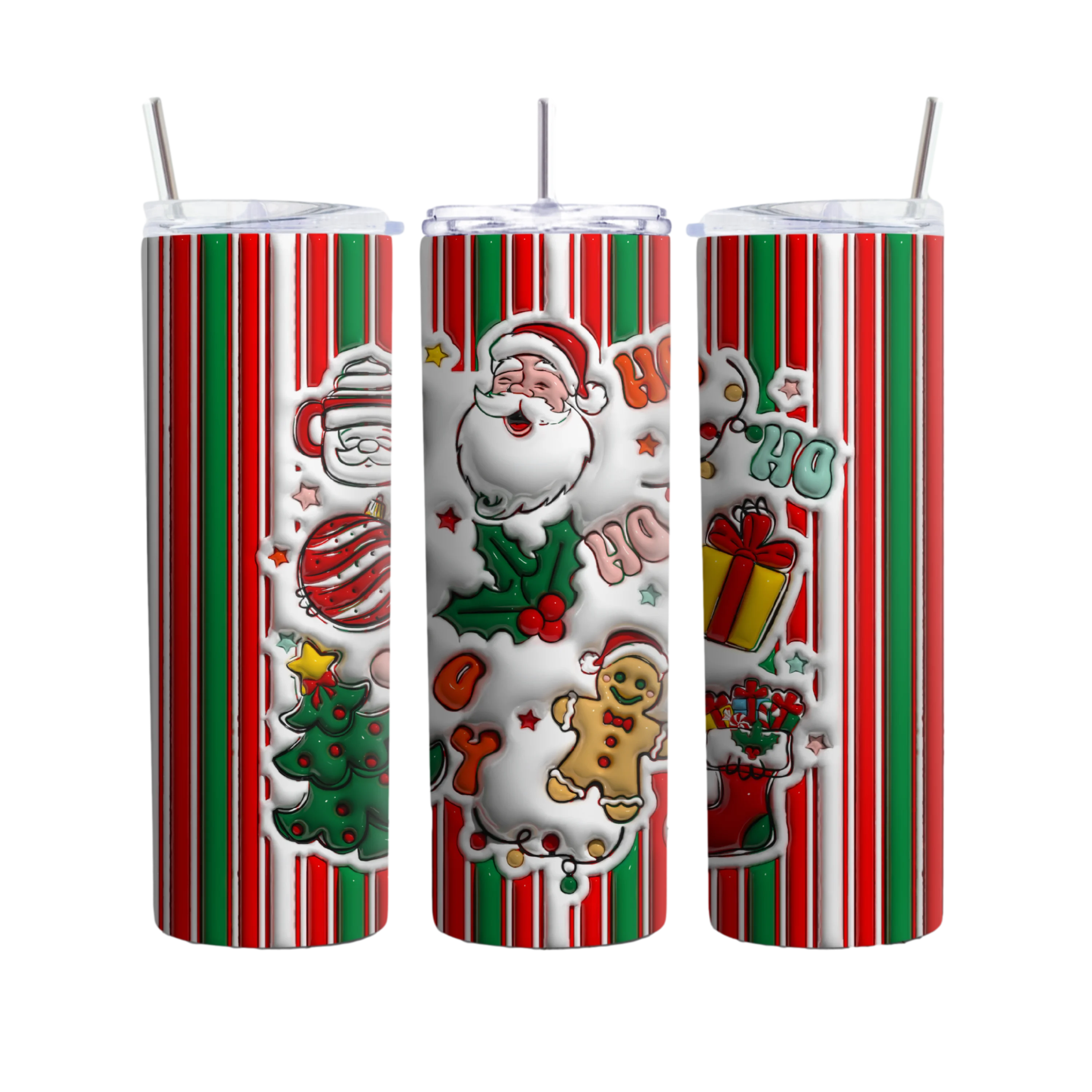 Santa Candy Cane Christmas 20oz Tumbler, Festive Holiday Drinkware, Perfect Family Gift for Seasonal Cheer