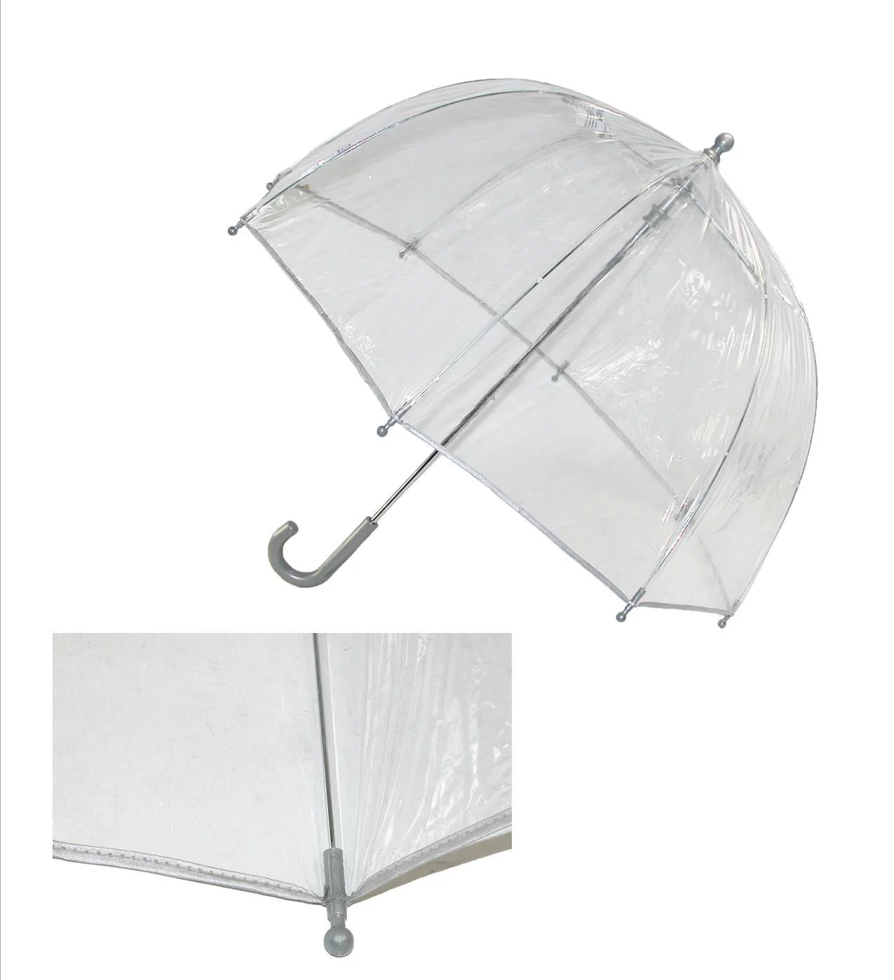 Kids Vinyl Pinch-Proof Clear Bubble Umbrella, Blue