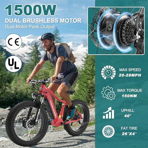 MOPHOTO Electric Bike for Adults, 26