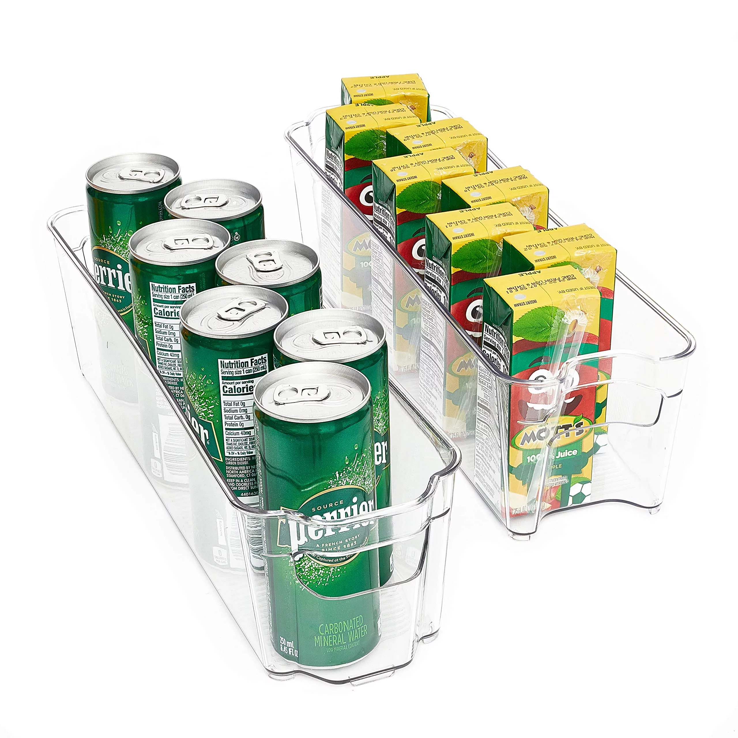 Totally Kitchen Clear Plastic Stackable Storage Bins | Refrigerator, Freezer, Pantry & Clothes Organization Container with Carrying Handles- 2 PACK