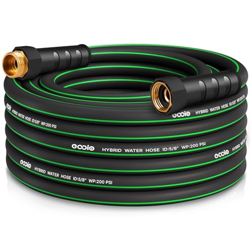 Heavy Duty Garden Hose 25ft, NON-EXPANDABLE Flexible Water Hose, Kink Resistant Lightweight Hybrid Hose, Leakproof Hose Male to Female Fittings