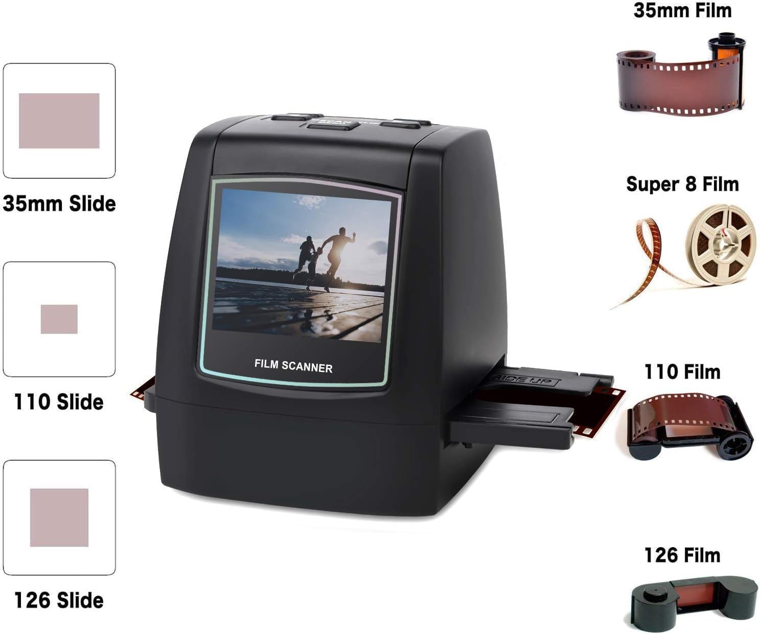 DIGITNOW 22MP All-in-1 Film & Slide Scanner, Converts 35mm 135 110 126 and Super 8 Films/Slides/Negatives to Digital JPG Photos, Built-in 128MB Memory, 2.4 LCD Screen