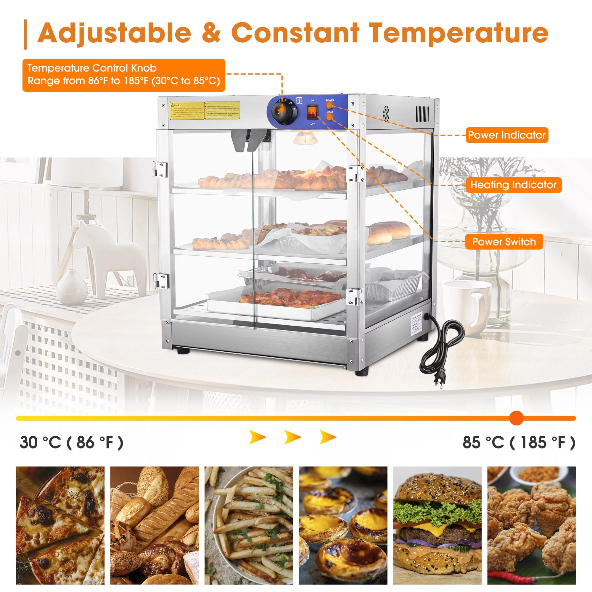 WeChef Commercial Food Warmer 3-Tier 20x20x24