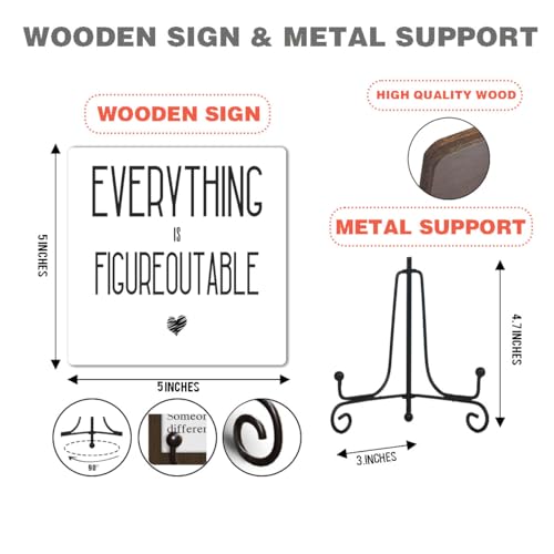 Funny Positive Quotes Gifts, Office Wooden Signs for Farmhouse Living Room Shelf Desk Decoration,for Women,Men,Loveing Wooden Sign Gift,5 X 5 Inches-D08