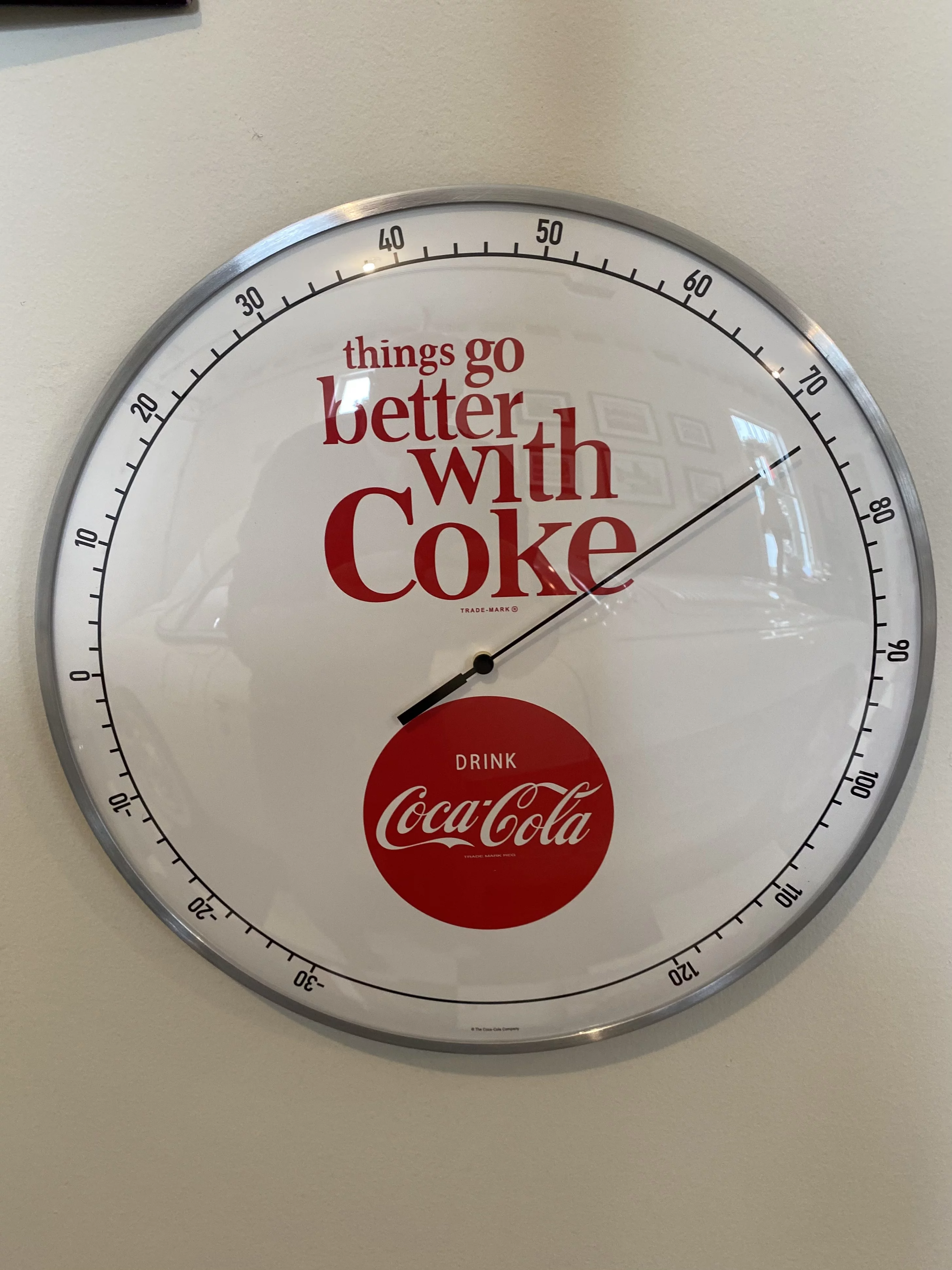 Coke Cola White Vintage style Round Thermometer 12