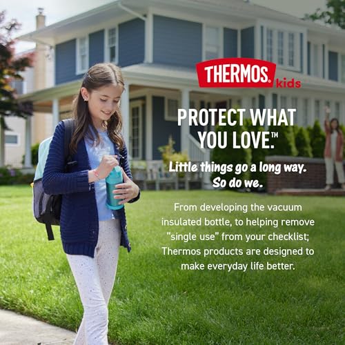 THERMOS FUNTAINER 16 Ounce Stainless Steel Vacuum Insulated Bottle with Wide Spout Lid, Apricot