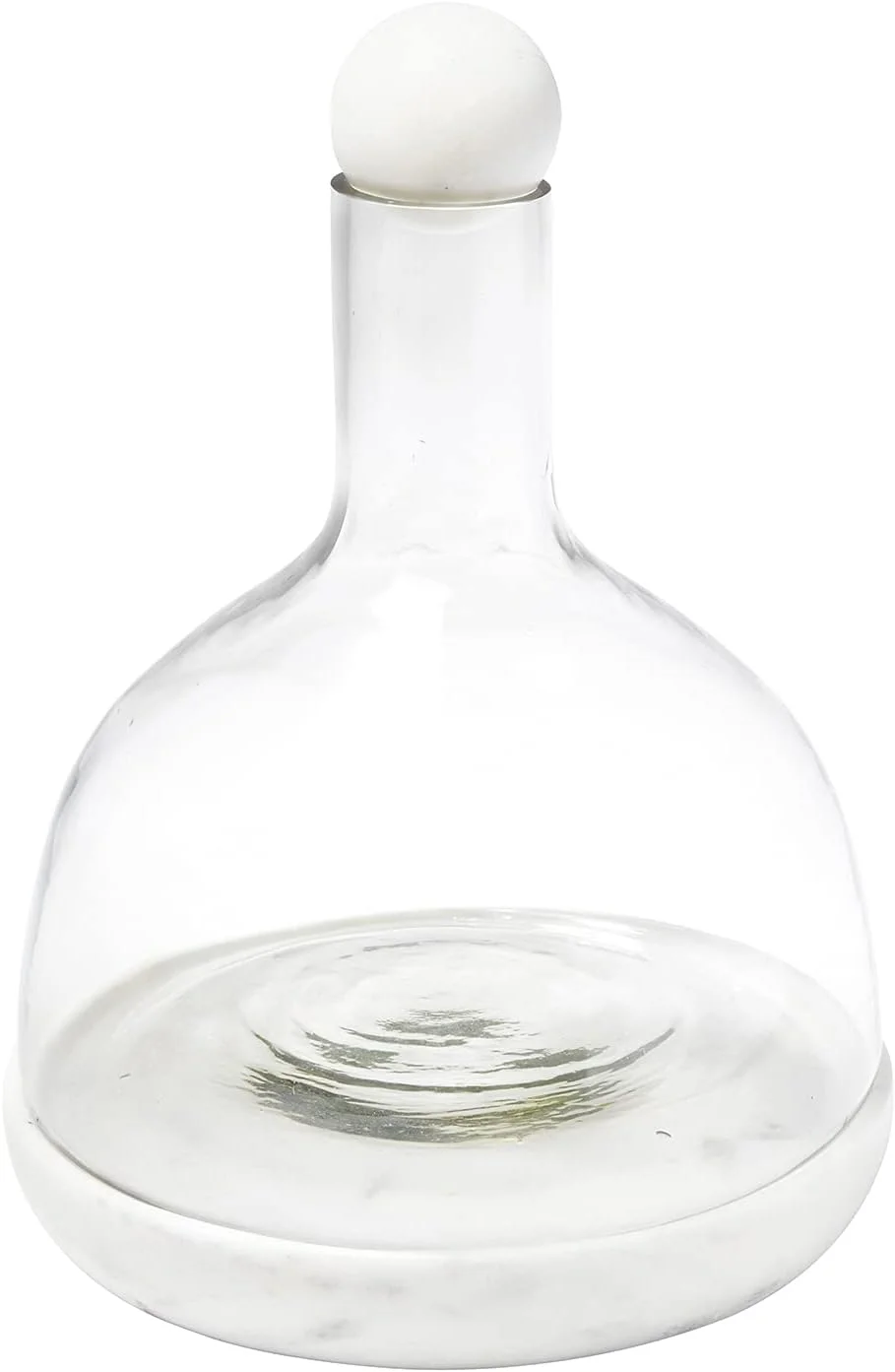 Table Sugar Marble And Glass Wine Carafe, 42-Ounce, White