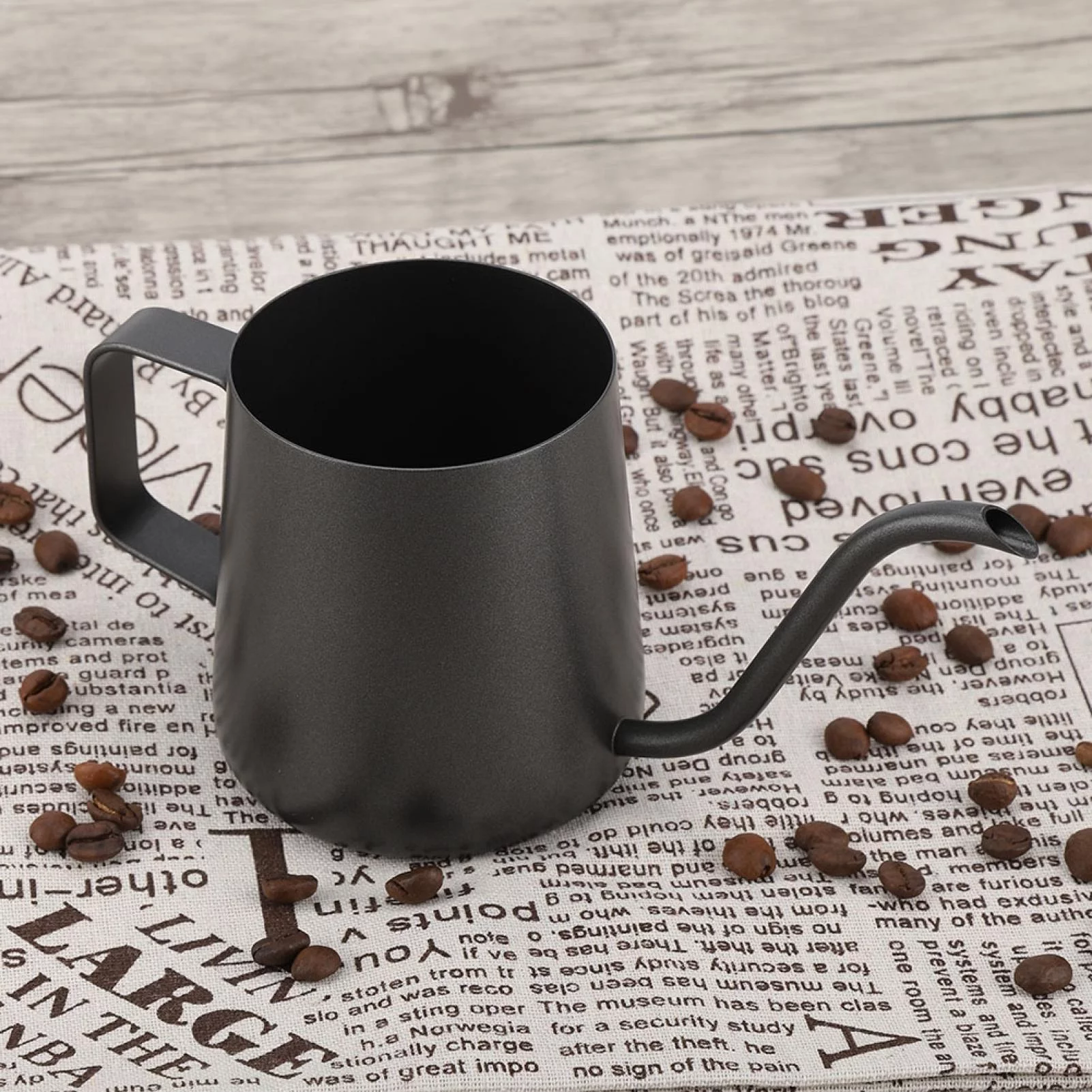 Coffeepot, Delaman Cuello de cisne de acero inoxidable Verter sobre goteo Cafetera Té Taza de café Olla 350 ml(Negro)