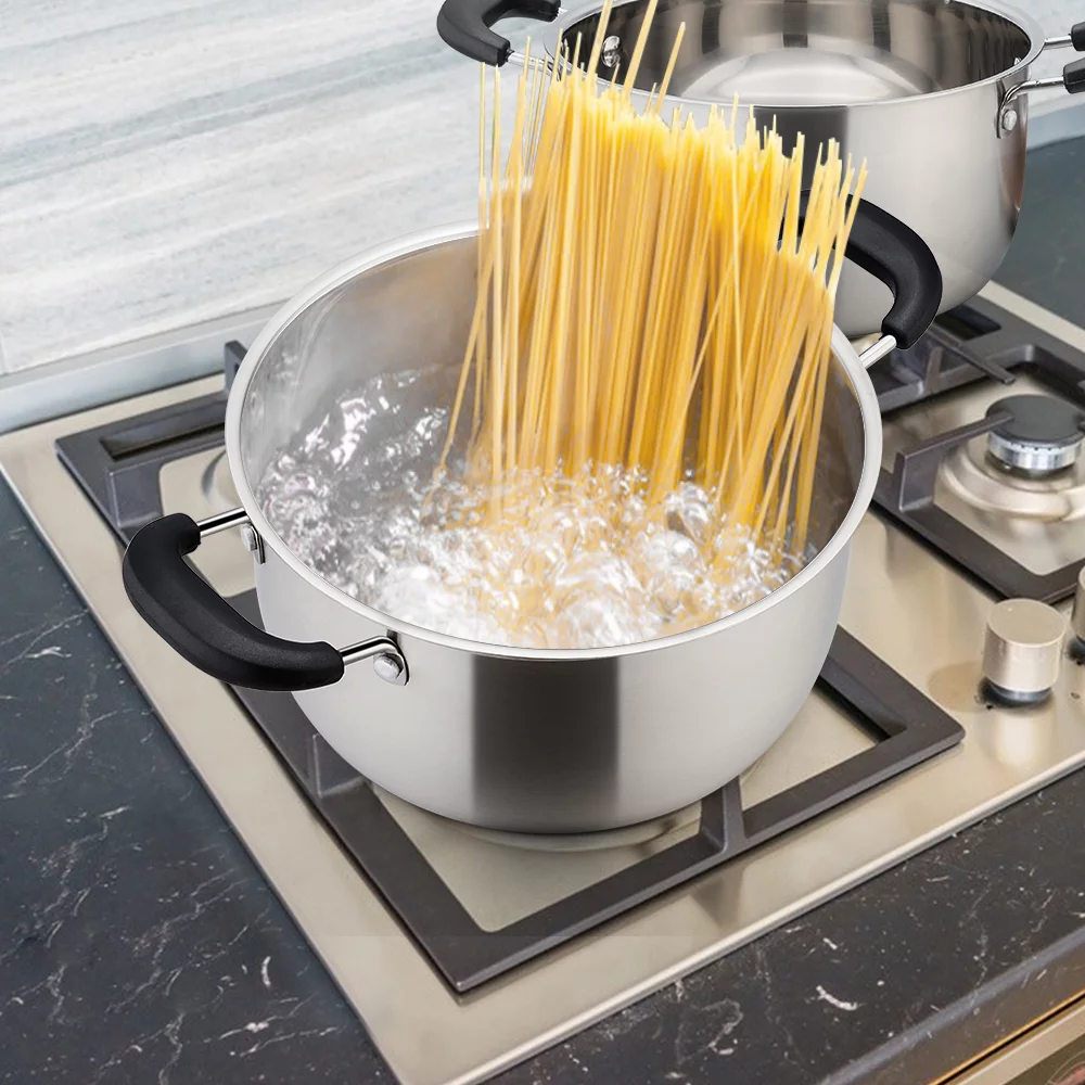 Walchoice 4 Quart Stockpot with Lid, Stainless Steel Pasta Pot, Heat-Proof Double Handles & Glass Lid