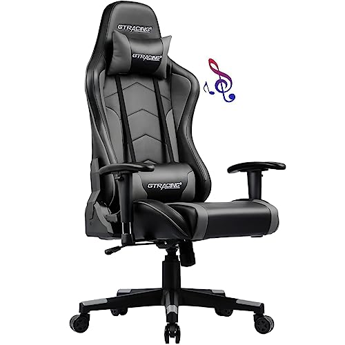 GTRACING Gaming Chair with Speakers Bluetooth Music Video Game Chair Audio Ergonomic Design Heavy Duty Office Computer Desk Chair (Black)