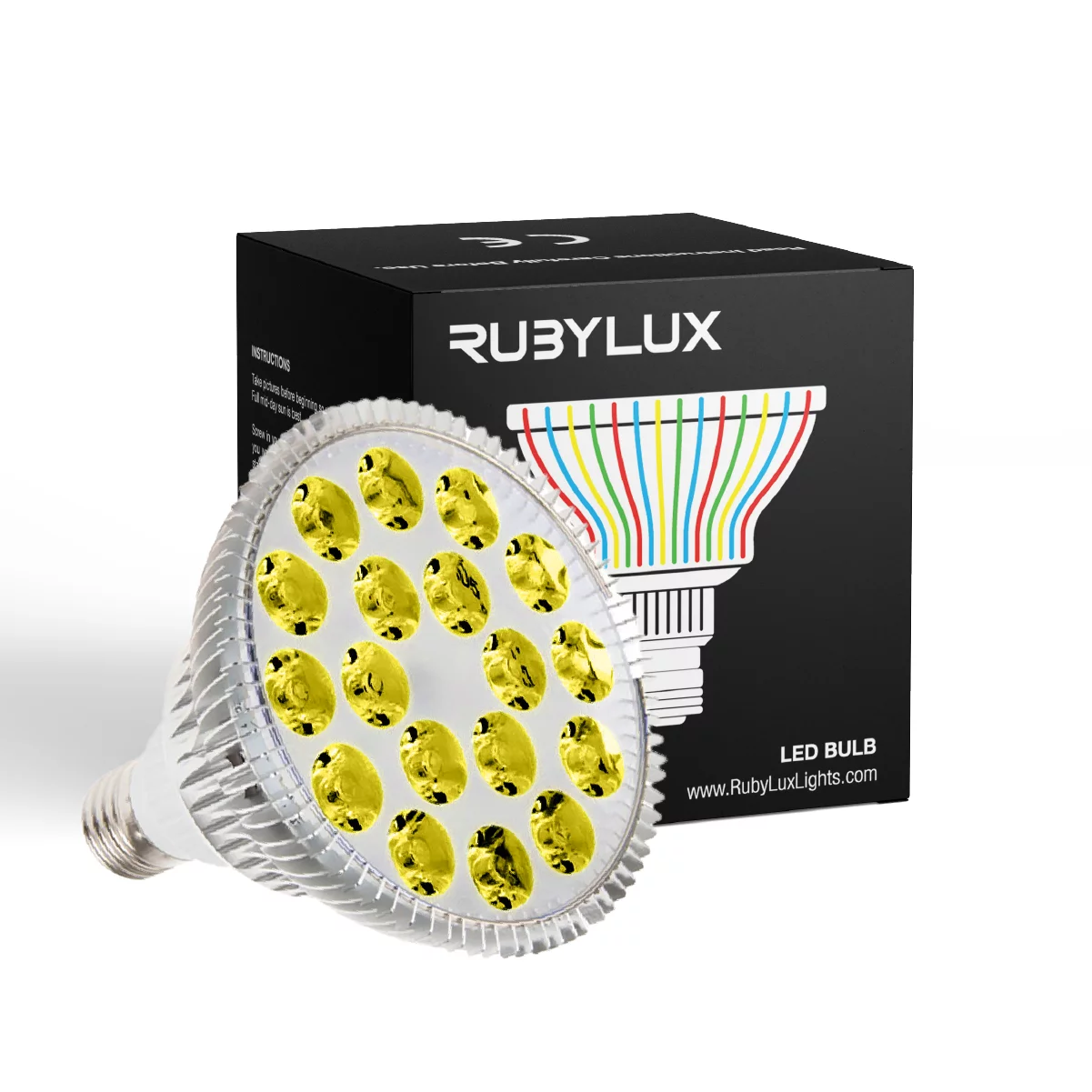 RubyLux All Yellow LED Bulb - Size Large ; 2nd Generation  - 120V for US
