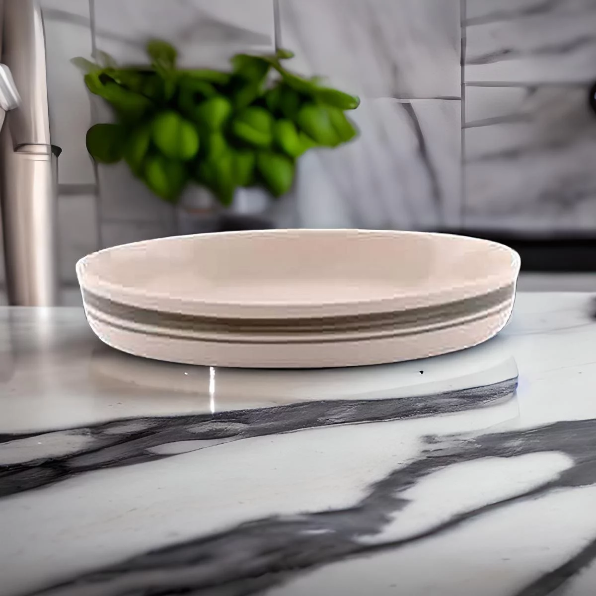 Stoneware Green/Natural Casserole Dish 10.5