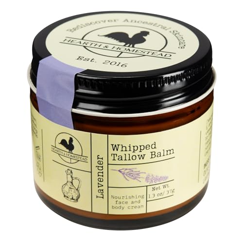 Handmade Whipped Tallow Balm (Unscented/Herb-Infused) - Organic Body Butter with Infused Olive Oil, for Eczema, Rosacea, Baby - 1.3 oz