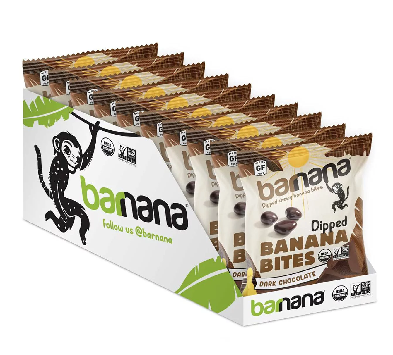 Barnana Organic Chewy Banana Bites, Dark Chocolate Banana Flavor, Non-GMO, 1.4 oz. (Pack of 12)