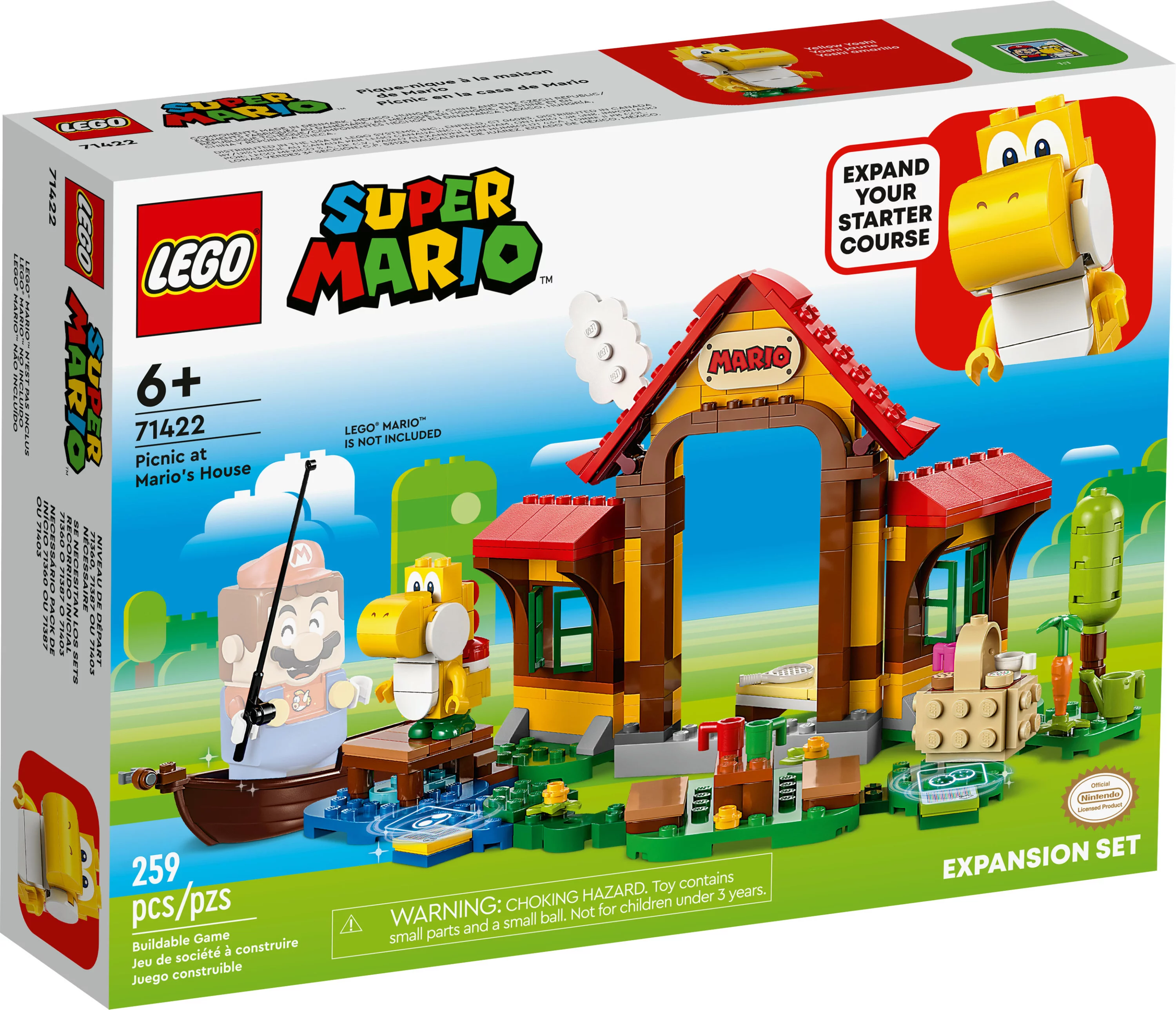 LEGO Super Mario Picnic at Mario’s House Expansion Set 71422, Collectible Playset with Yellow Yoshi Figure, Buildable Game Toy to Expand a Starter Course, Super Mario Birthday Gift for 6-8 Year Olds