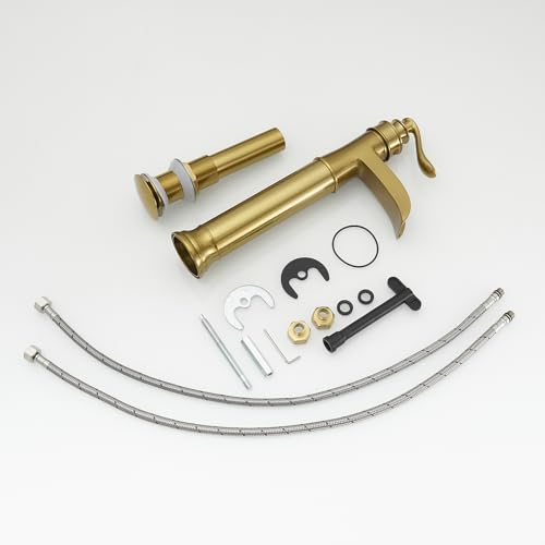 BWE Vessel Sink Faucet Waterfall Matte Black with Pop Up Drain Without Overflow and Supply Lines, Black Sink Faucet Bathroom One Handle Faucets Vanity Bath Mixer Tap