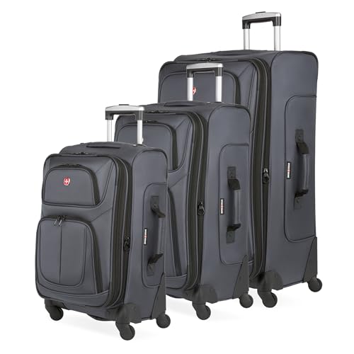 SwissGear Sion Softside Expandable Luggage, Black, Checked-Large 29-Inch