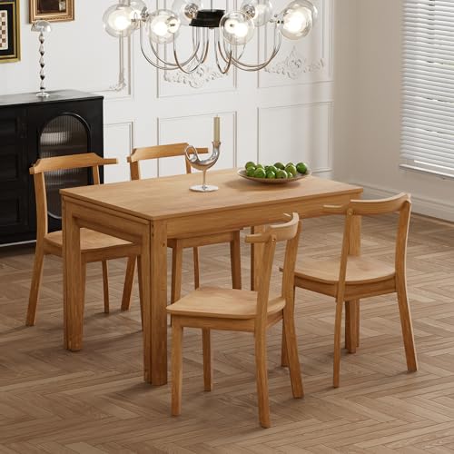 Bellemave 5-Piece Extendable Dining Table Set with Wheels Farmhouse Kitchen Table Set with 4 Chairs and 17.7