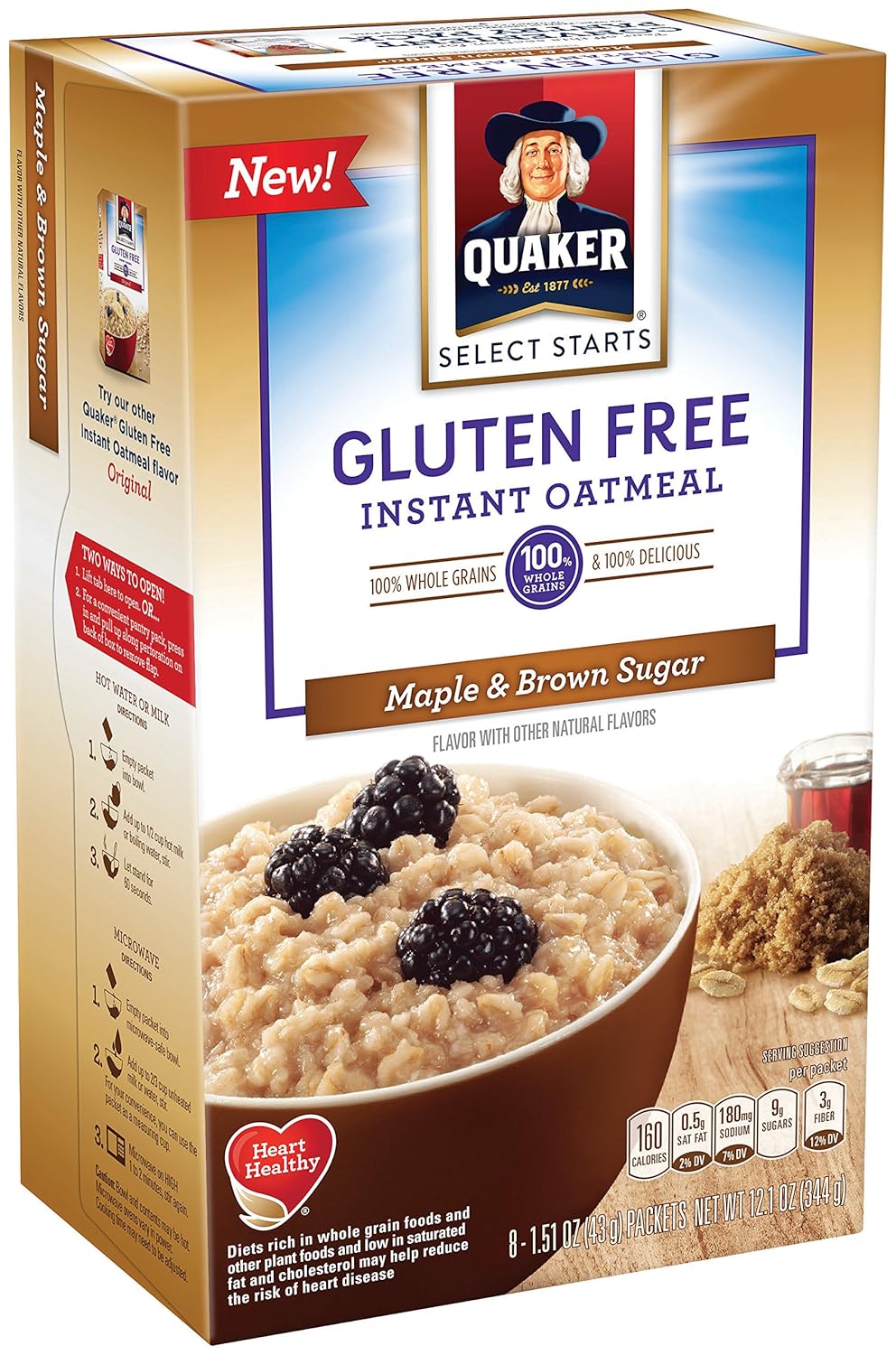 Quaker Instant Oatmeal, Gluten Free, Maple & Brown Sugar, Breakfast Cereal, 12.1 Oz