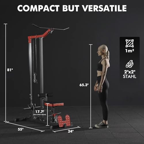 Mikolo LAT Pulldown Machine, LAT Row Cable Machine with Leg Hold Down Attachment, LAT Tower with Cable Row Attachment, Cable Machine Home Gym
