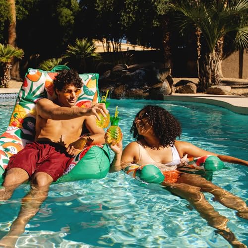 Big Joe Noodle Sling, No Inflation Needed, Pool Float with Armrests, Quick Draining Fabric, Cup Holder