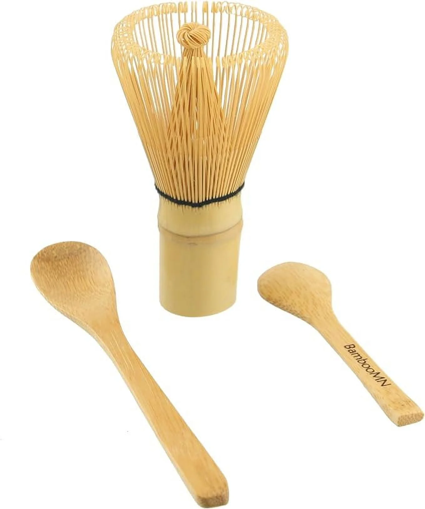 2x BambooMN Brand - Chasen (Green Tea Whisk) + Small Scoop for preparing Matcha + Tea Spoon