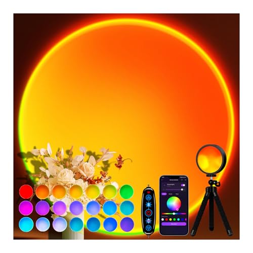 Sunset Lamp Projector for Room Decor,Endless Color Sun light Lamp Mood Lighting,Sunrise Sunset Light 360°Rotation LED Projection Lamp for Party,Tiktok Live,Photography|Multicolors,APP&Button Switch